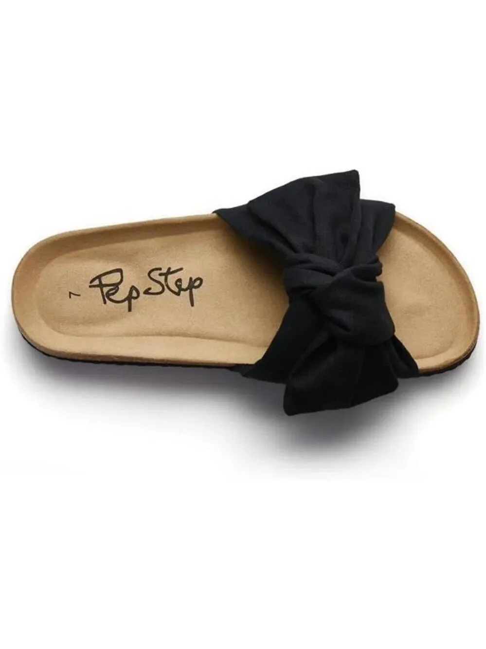 Women Slide Sandals with Bow Slip On Flat Summer Cork Footbed Comfy Shoes